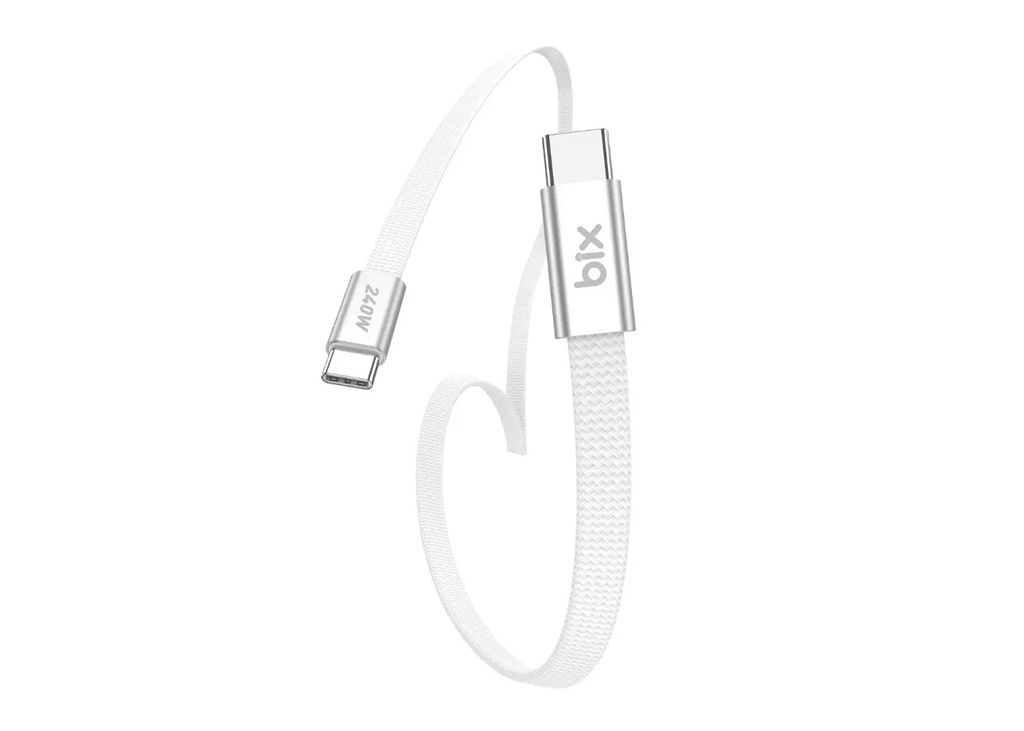 [41612] Bix T5CC Type-C to Type-C 5A 240W 480Mbps Örgülü Hızlı Şarj ve Data Kablosu 1 Metre Beyaz