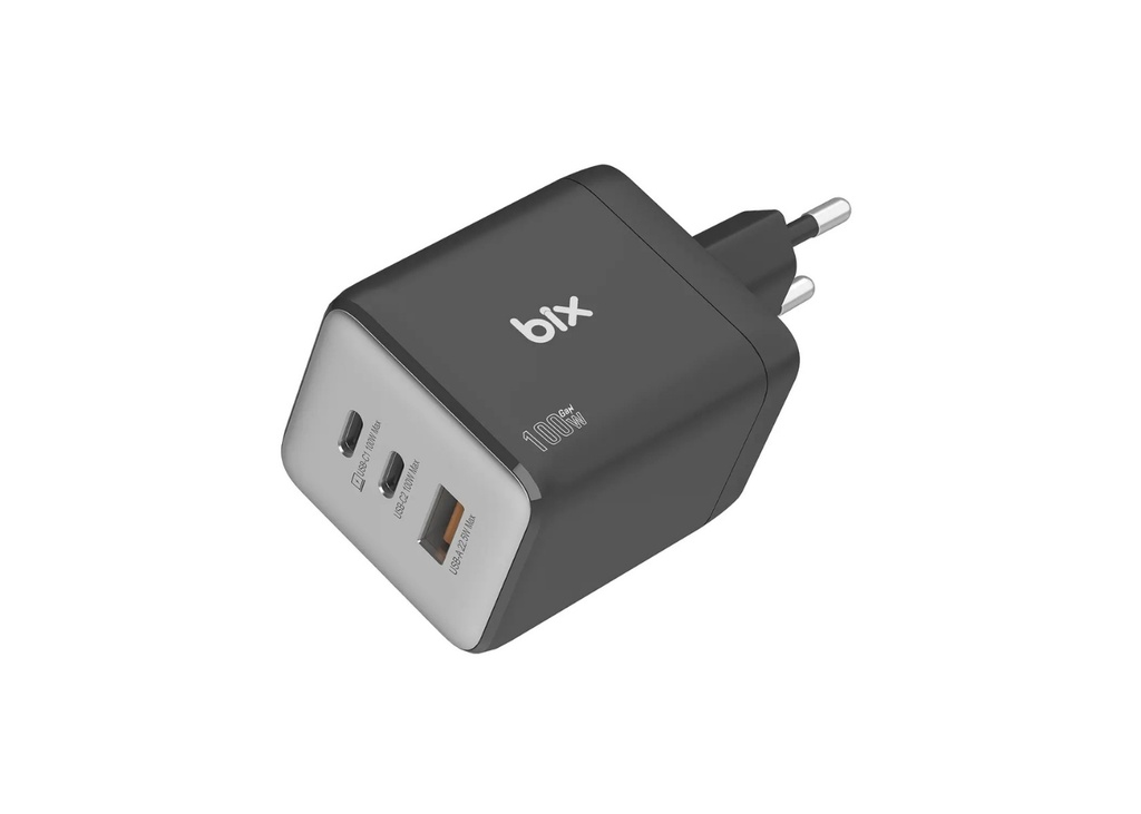 [41636] Bix BX3P102G 100W GaN Hızlı Şarj Aleti 3 Portlu USB-C + USB-A (Macbook/iPhone Uyumlu)