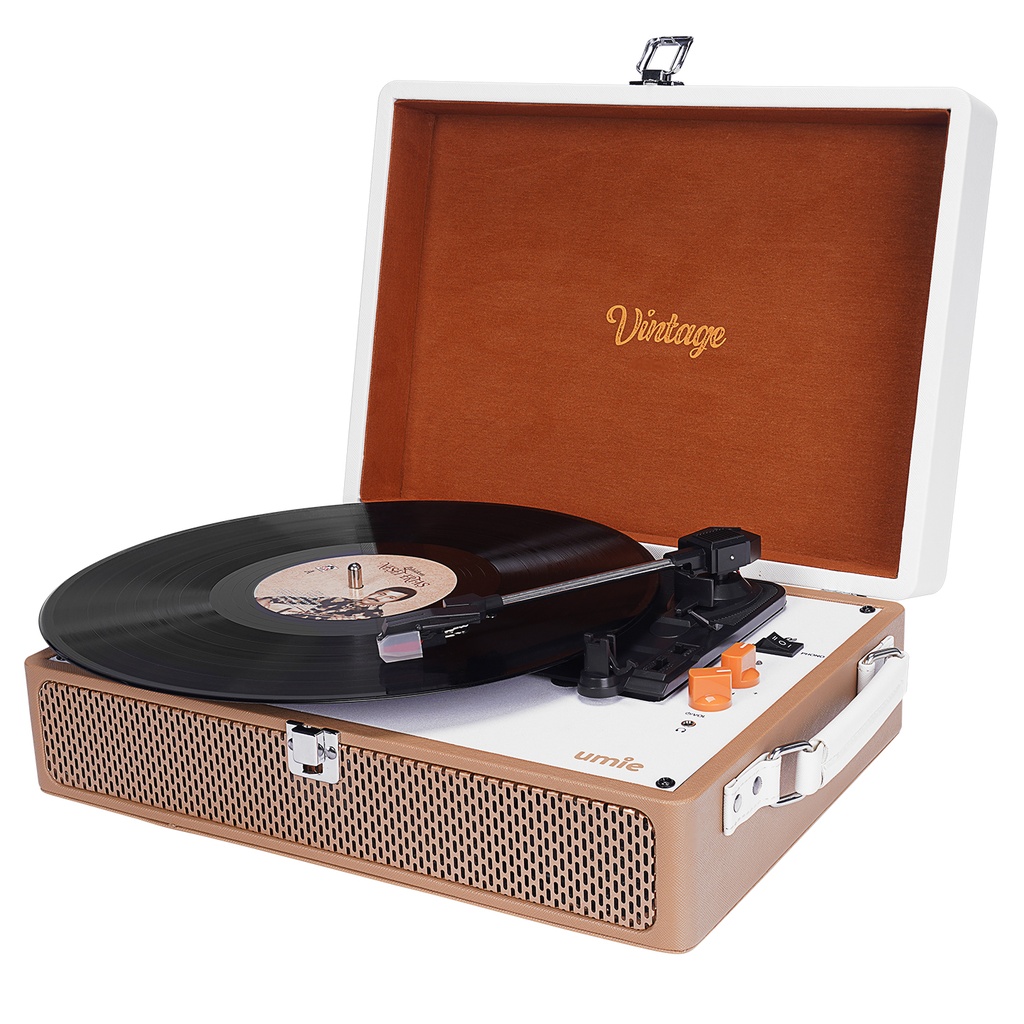 [40774] UMİE Vintage UM-P353 Pikap Bluetoothlu 3.5mm AUXINRCAO Destekli Müzik Kutusu