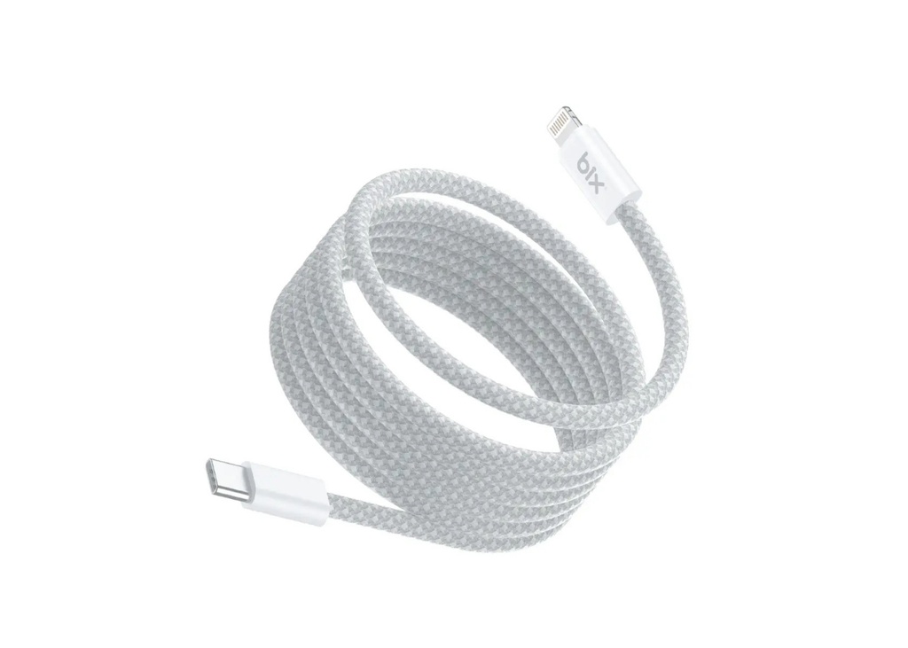 [41590] Bix T4CL 27W USB-C to Lightning Manyetik Tasarımlı Örgülü Hızlı Şarj ve Data Kablosu 1 Metre Beyaz