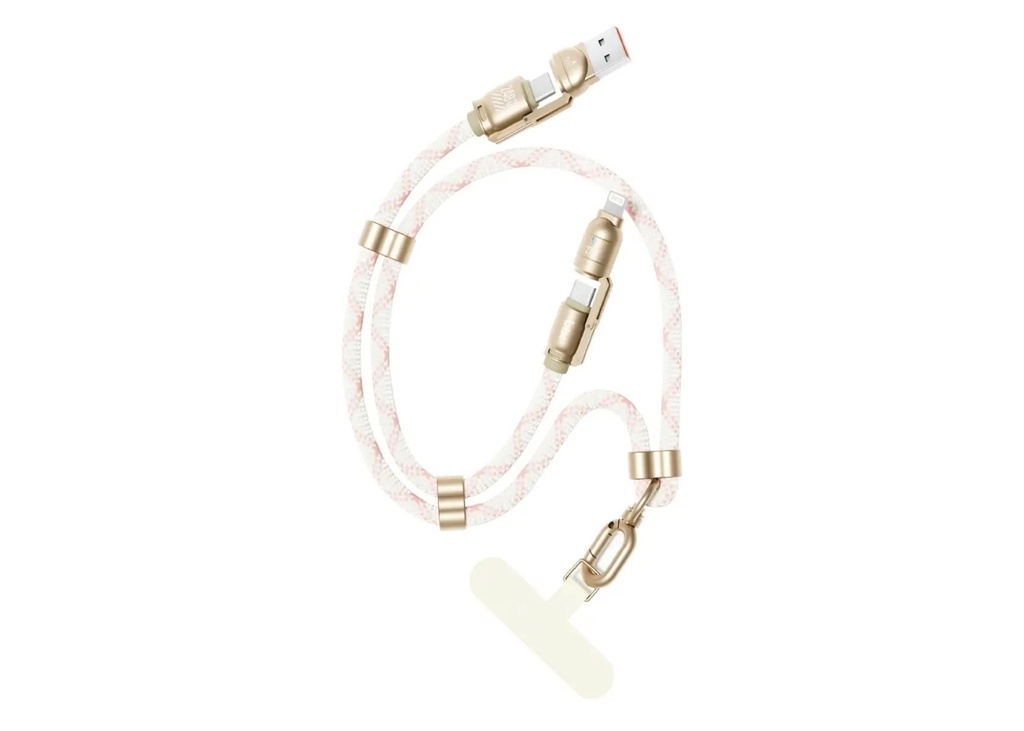 [41615] Bix BX5IN1C 240W Hızlı Şarj Kablosu 1.5m Örgülü Askı İpli - Pembe