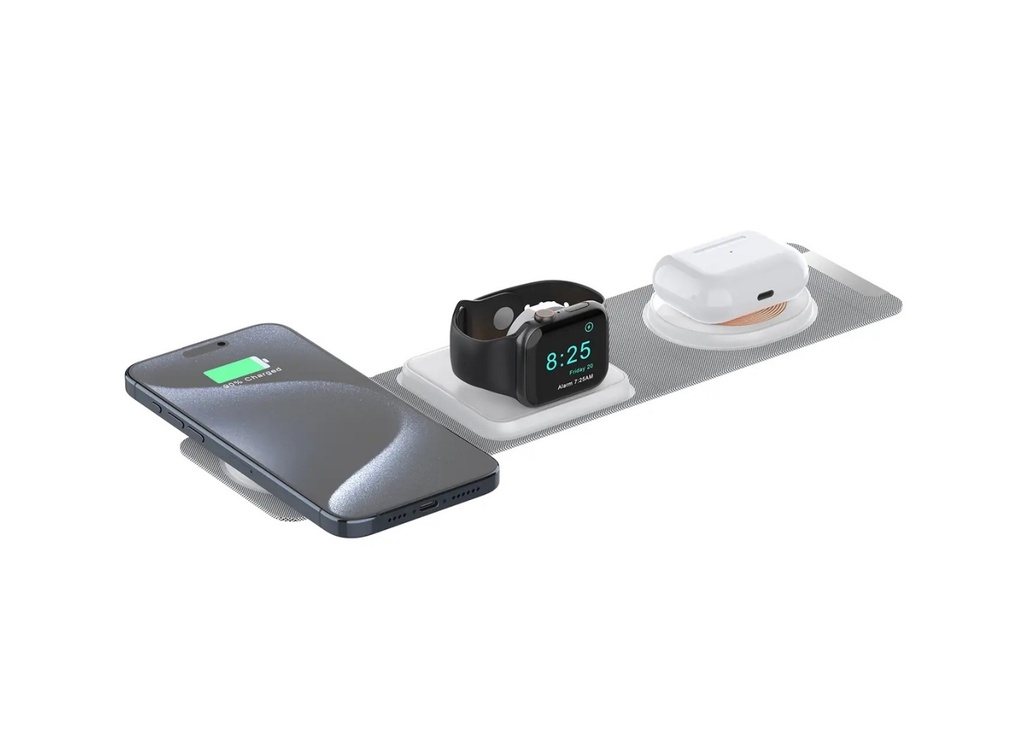 [41642] Bix BXMW6 3in1 Manyetik Kablosuz Şarj Cihazı (iPhone/Apple Watch/AirPods Uyumlu) - Beyaz