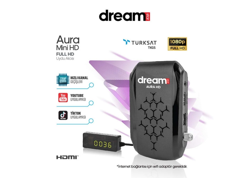 [41733] DREAMSTAR AURA FULL HD MİNİ UYDU ALICISI