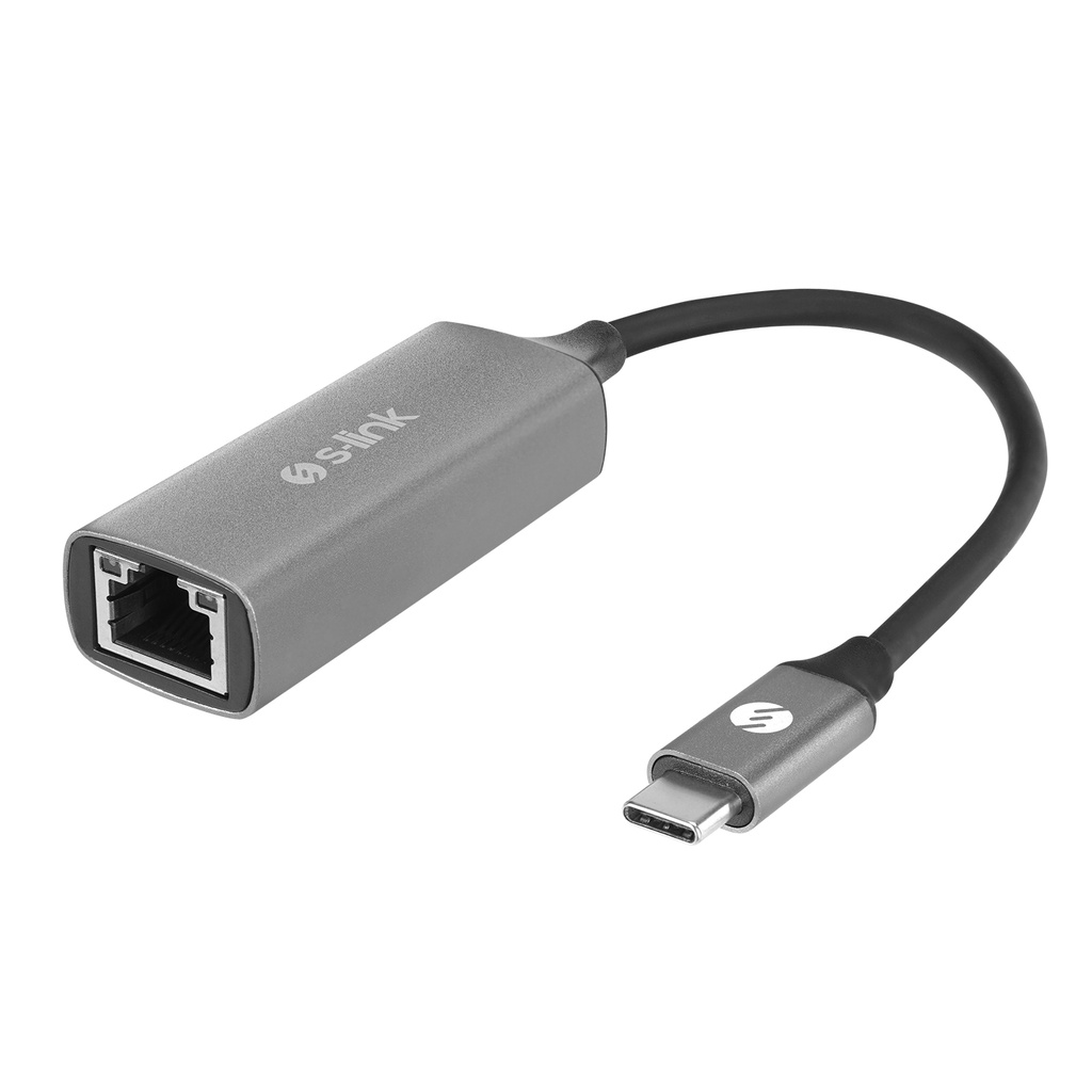 [39581] S-link SW-U336 Gri Metal Type-C to RJ45 10/100/1000Mbps Gigabit Adaptör