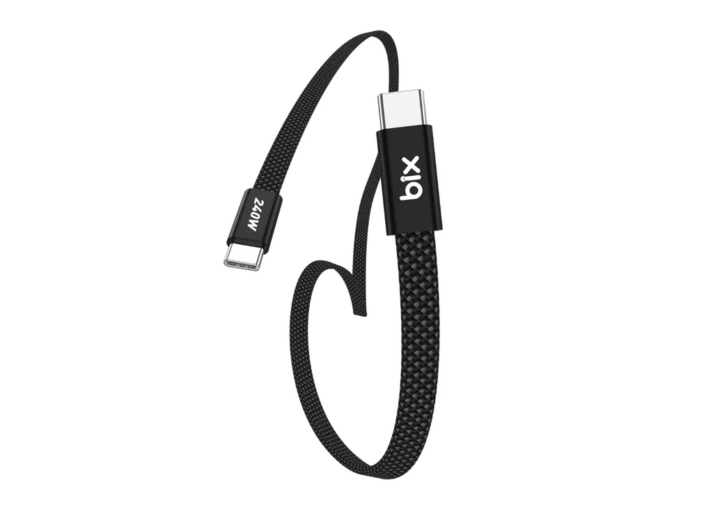 [41613] Bix T5CC Type-C to Type-C 5A 240W 480Mbps Örgülü Hızlı Şarj ve Data Kablosu 1 Metre Siyah