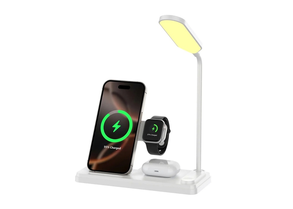 [41653] Bix BXMW8 15W 3ü 1 Arada LED Lambalı iPhone, Apple Watch ve AirPods Şarj Standı