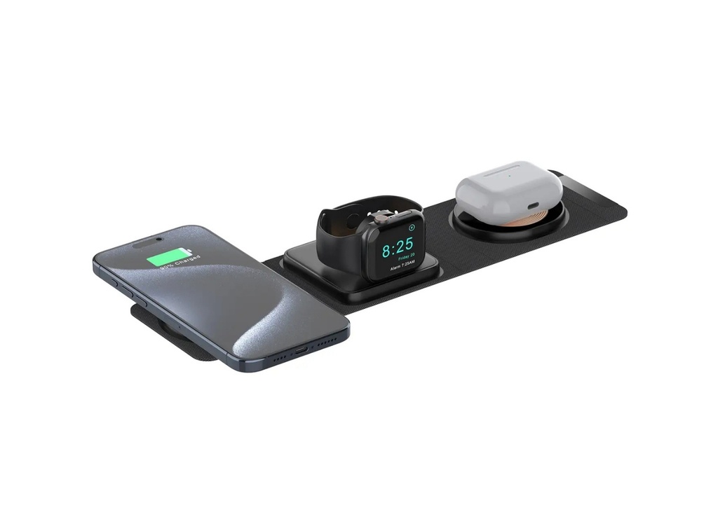 [41648] Bix BXMW6 3’ü 1 Arada Manyetik Kablosuz Şarj Ünitesi - Siyah (iPhone, AirPods, Apple Watch)