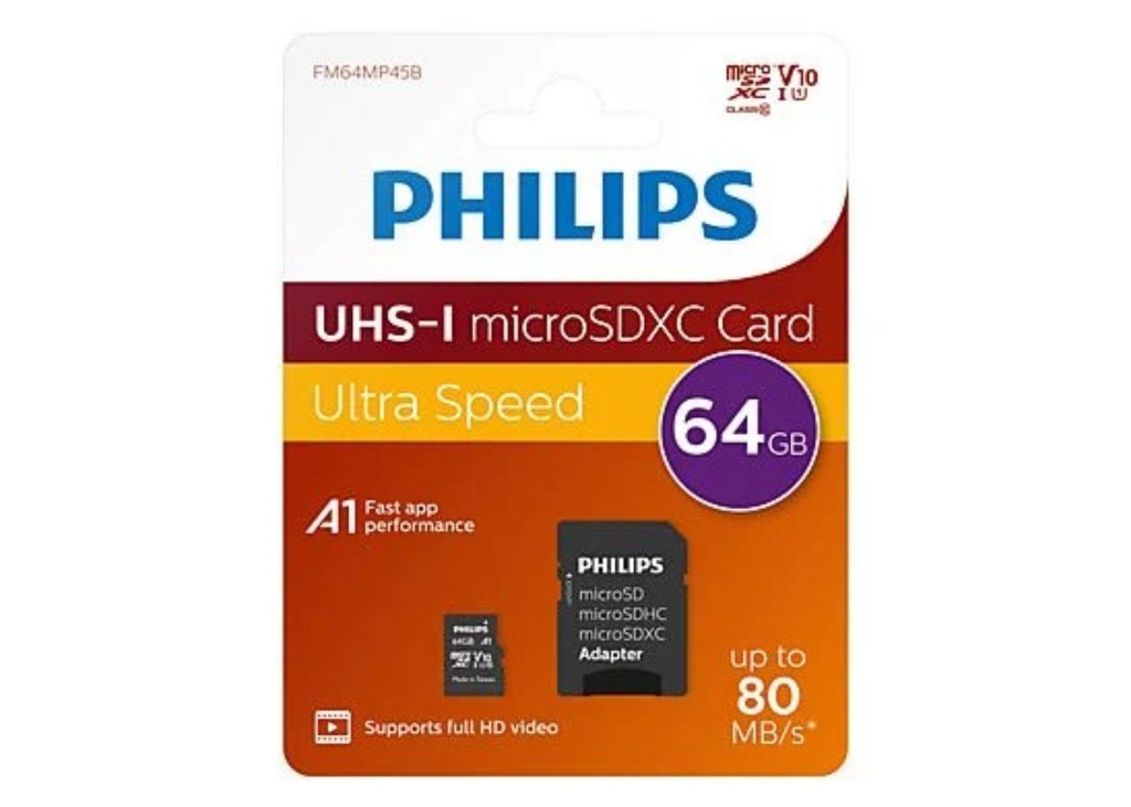 [41129] Philips Micro SDXC Kart 64GB Class10 UHS-I U1 Adaptörlü