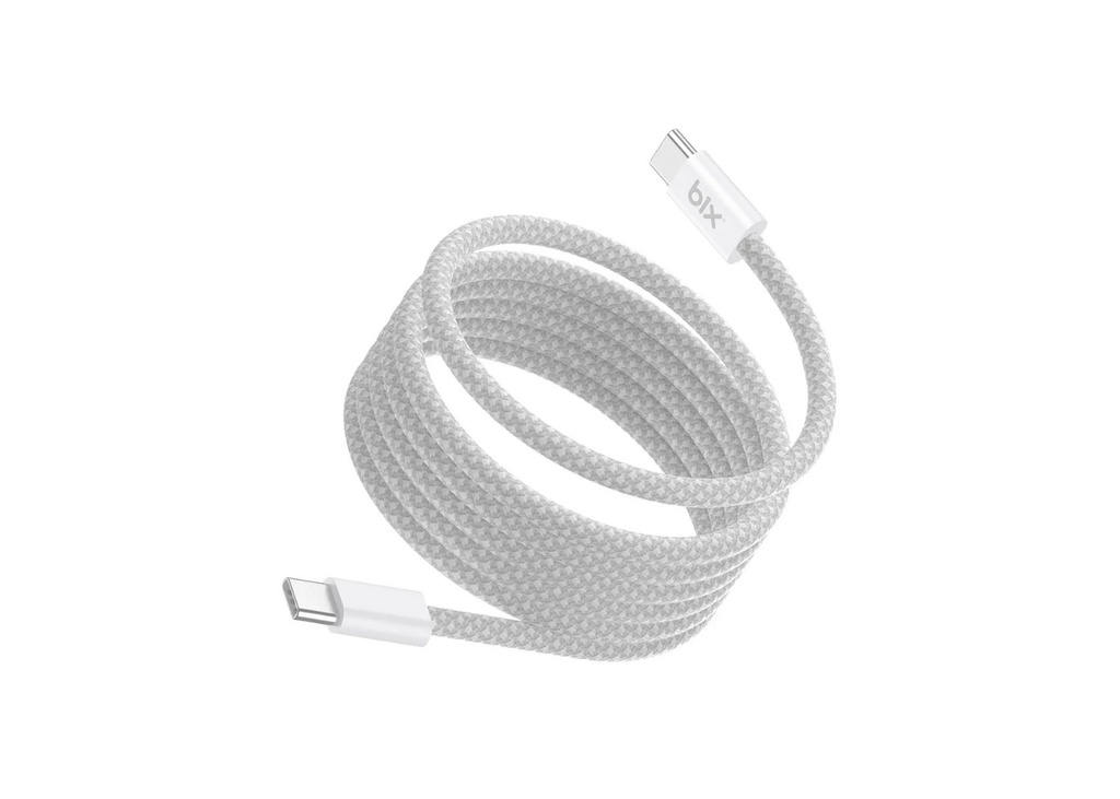 [41589] Bix T4CC 65W USB-C to USB-C Manyetik Tasarımlı Örgülü Hızlı Şarj ve Data Kablosu 1 Metre Beyaz