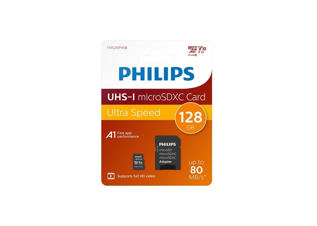 [41720] Philips Ultra Speed 128 GB UHS-I U1 Class 10 V10 SD Adaptörlü MicroSDXC Kart