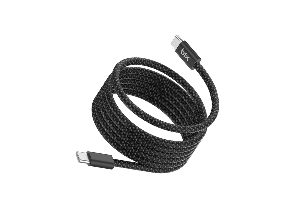 [41611] Bix T4CC 65W USB-C to USB-C Manyetik Tasarımlı Örgülü Hızlı Şarj ve Data Kablosu 1 Metre Siyah