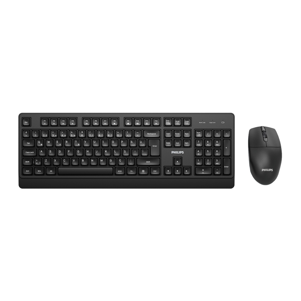 [41719] Philips SPT6347 Kablosuz Türkçe Q Klavye ve Mouse Seti Siyah