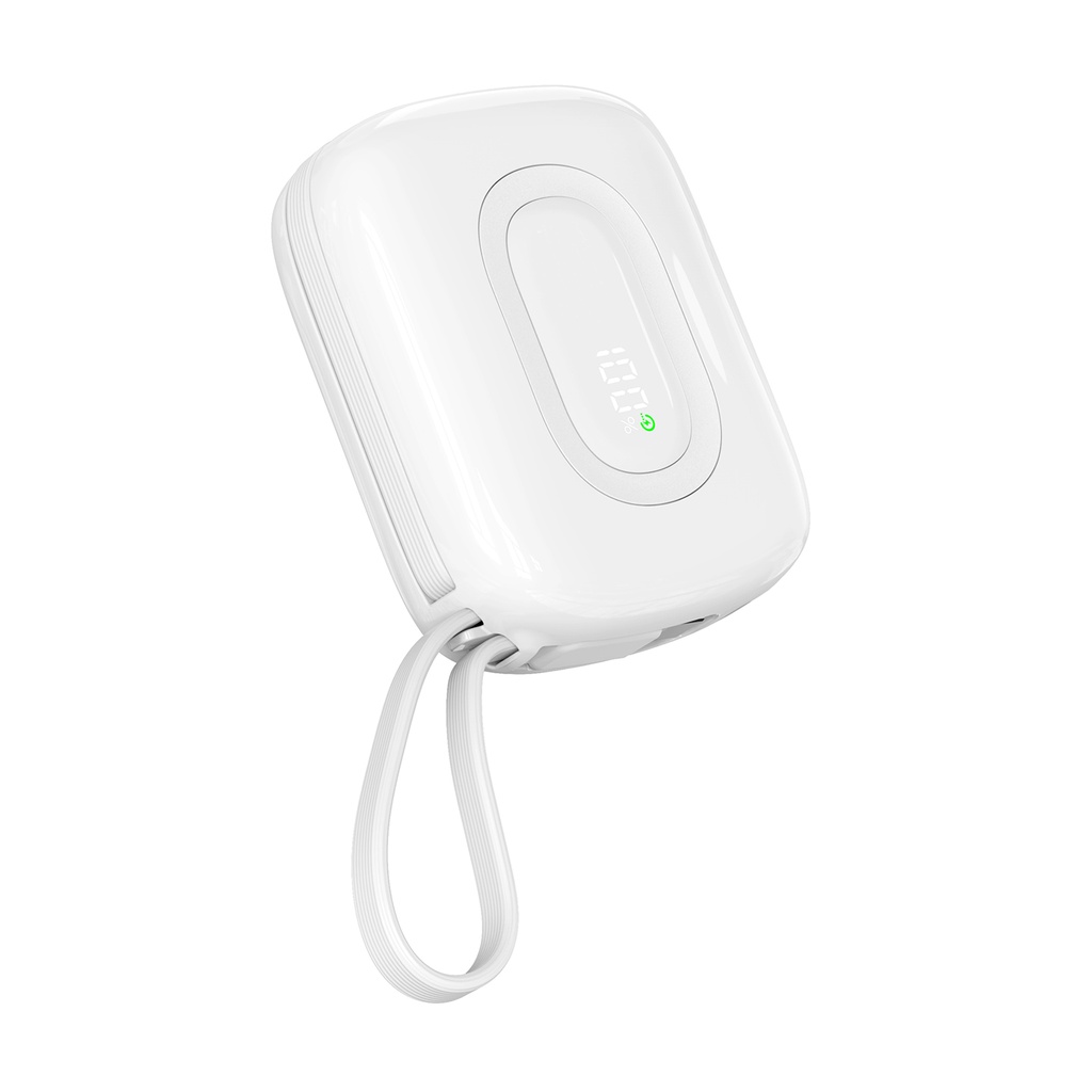 [41756] S-link P20M 10000mAh PD20W Type-C Kablolu Beyaz LCD Taşınabilir Pil Şarj Cihazı Powerbank