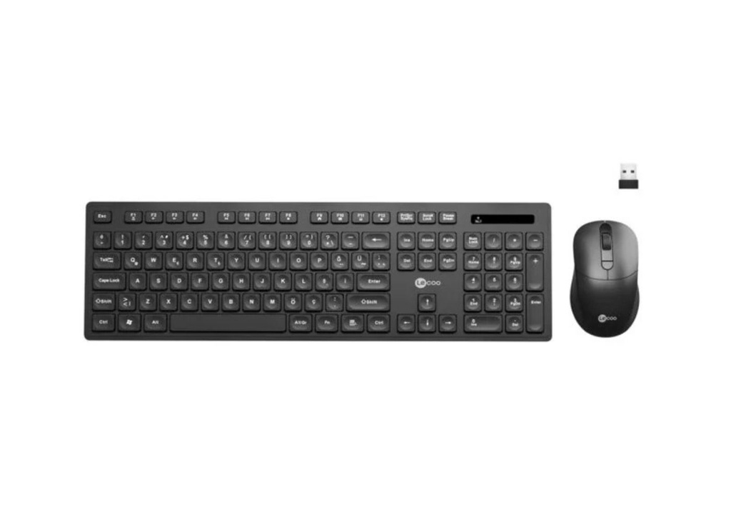 [37558] Lenovo Lecoo KW201 Kablosuz Türkçe Siyah Q Klavye   Mouse Set