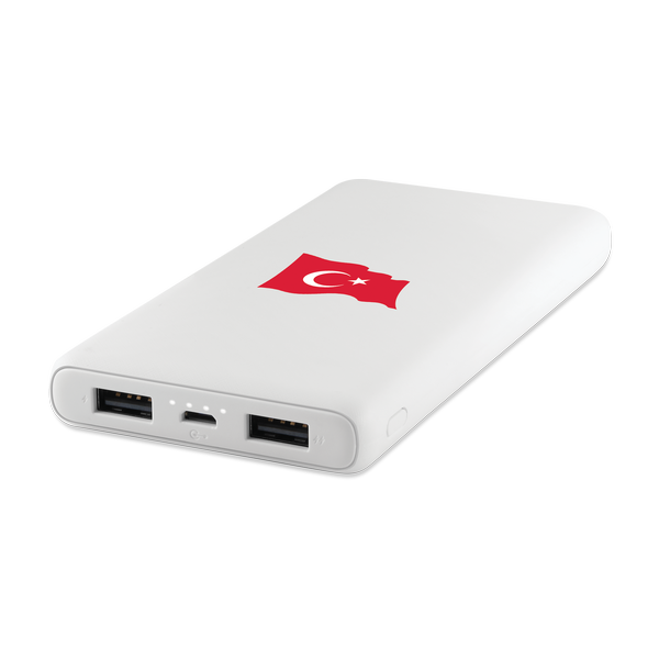 [2BB200TB] ttec 2BB200TB PowerSlim Türk Bayrağı 10.000 mAh Taşınabilir Şarj Aleti / Powerbank Beyaz