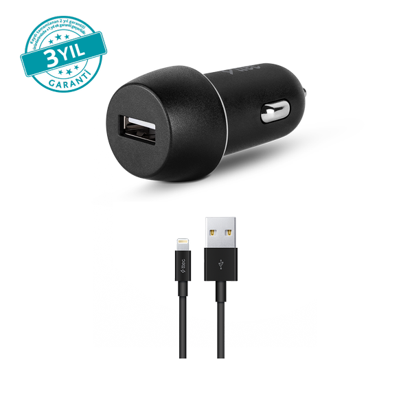 [2CKS20LS] ttec 2CKS20LS SmartCharger 2.1A Araç Şarj Aleti + Lightning Kablo Siyah