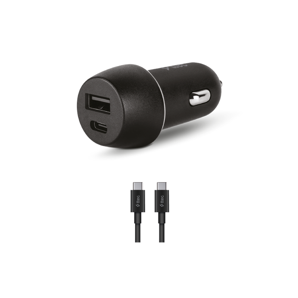 [2CKS24CS] ttec 2CKS24CS SmartCharger Duo PD 32W Araç Hızlı Şarj Aleti USB-C+USB-A + USB-C to USB-C 65W Kablo Siyah