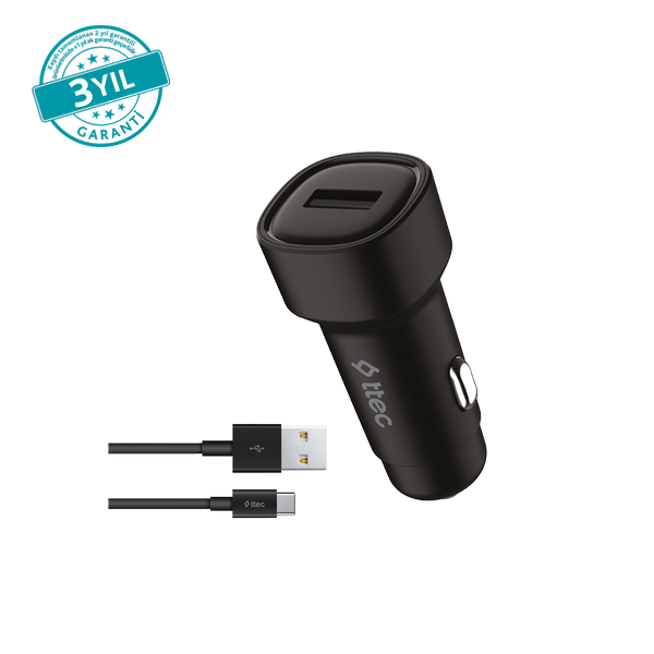 [2CKS30CS] ttec 2CKS30CS SmartCharger 2.4A Araç Şarj Aleti + USB-C Kablo