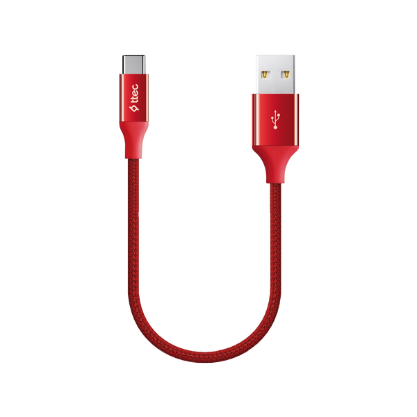 [2DK26K] ttec 2DK26K AlumiCable Mini 30cm USB-A -USB-C Şarj Kablosu Kırmızı