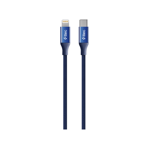 [2DK41L] ttec 2DK41L AlumiCable USB-C - Lightning Hızlı Şarj Kablosu 150cm Lacivert