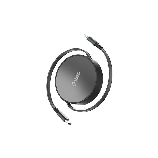 [2DK65S] ttec 2DK65S USB-C - USB-C Mini Makaralı 100W PD/QC 120cm Hızlı Şarj Kablosu Uzay Siyahı
