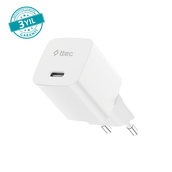 [2SCG45B] ttec 2SCG45B SmartCharger GAN 45W AVS PD Seyahat Hızlı Şarj Aleti Beyaz
