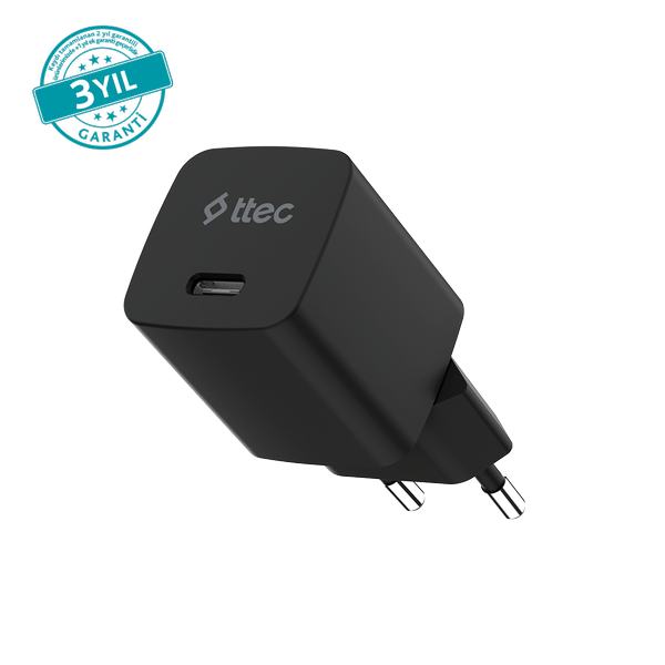 [2SCG45S] ttec 2SCG45S SmartCharger GAN 45W AVS PD Seyahat Hızlı Şarj Aleti Siyah