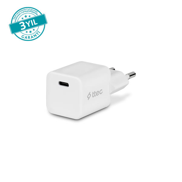 [2SCP01B] ttec 2SCP01B SmartCharger GAN 20W PD Seyahat Hızlı Şarj Aleti. Beyaz