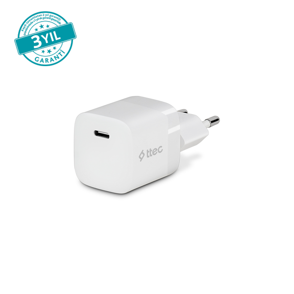 [2SCP03B] ttec 2SCP03B SmartCharger GAN 30W PD USB-C Seyahat Hızlı Şarj Aleti Beyaz