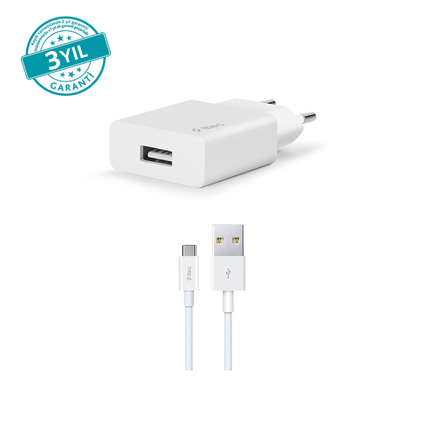 [2SCS20CB] ttec 2SCS20CB SmartCharger 2.1A Seyahat Şarj Aleti + USB-A - USB-C Kablo Beyaz