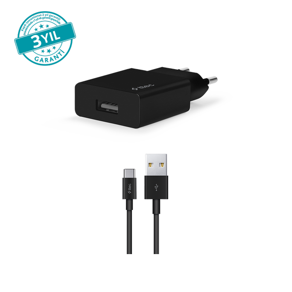 [2SCS20CS] ttec 2SCS20CS SmartCharger 2.1A Seyahat Şarj Aleti + USB-A - USB-C Kablo Siyah