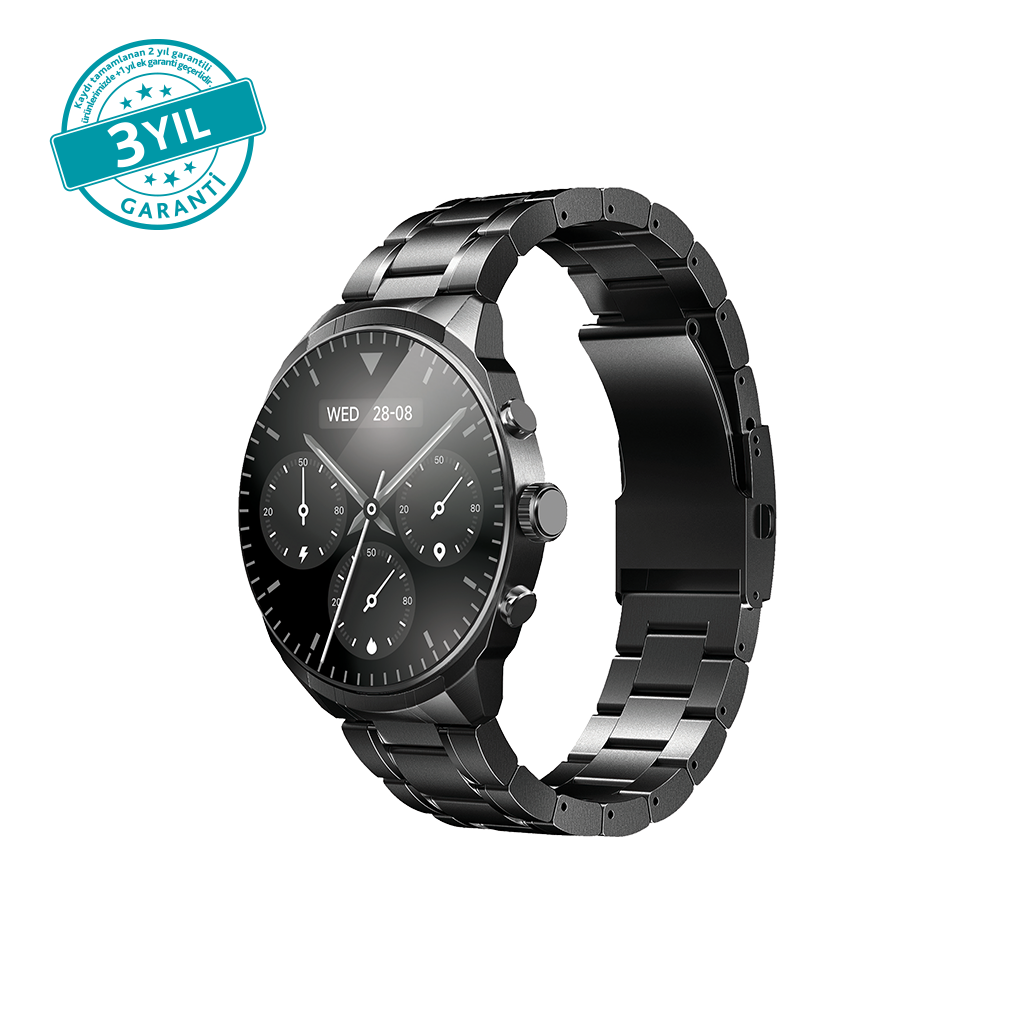 [2SW08S] ttec 2SW08S Tempus Pro S 45 mm AMOLED Ekranlı Yuvarlak Metal Kasa Akıllı Saat 2SW08 Metal Siyah