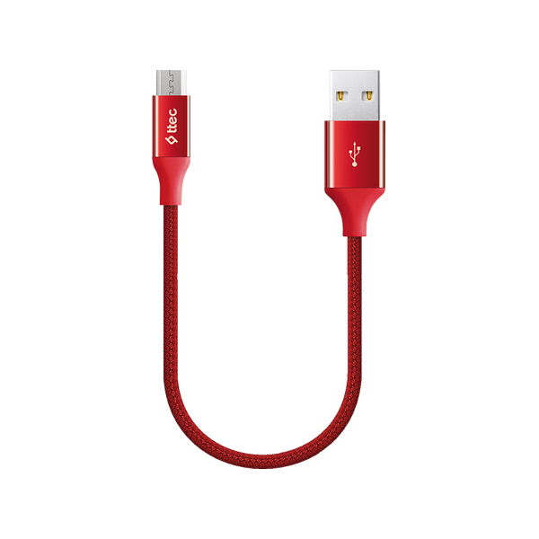 [ATL2DK25K] ttec ATL2DK25K AlumiCable Mini 30cm USB-A - Micro USB Şarj Kablosu Kırmızı