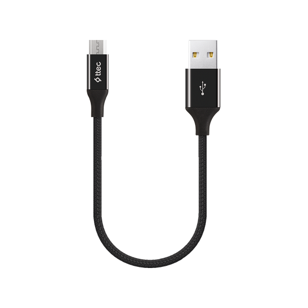 [ATL2DK25S] ttec ATL2DK25S AlumiCable Mini 30cm USB-A - Micro USB Şarj Kablosu Siyah