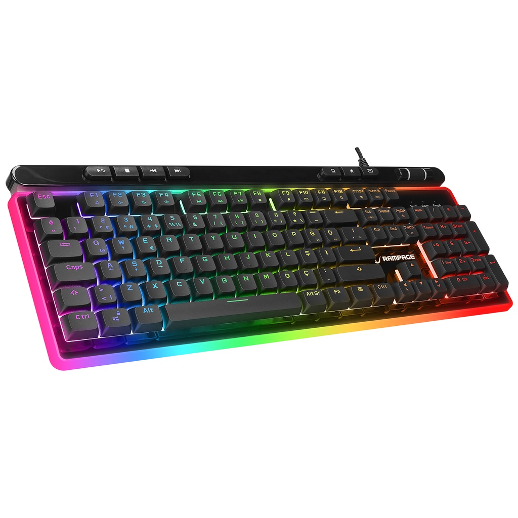 [39484] Rampage SHINE K14 Siyah USB RGB Backlight Membrane Gaming Oyuncu Klavye
