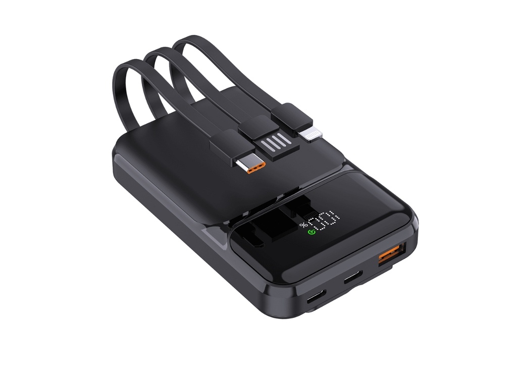 [41769] Snapron SNP-3006 10.000 mAh PD 22.5W USB-A USB-C Lighting Dahili Kablolu Hızlı Şarj Lcd Ekran Powerbank