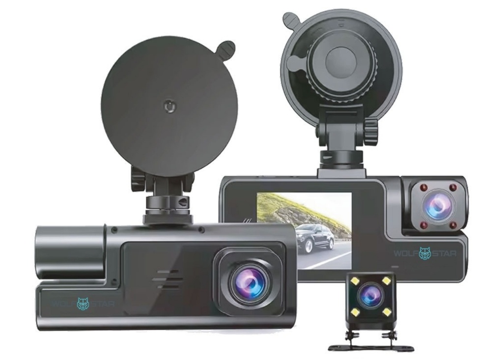 [41776] WOLFSTAR MR-15 1296P Süper HD 3 Kameralı Araç DVR