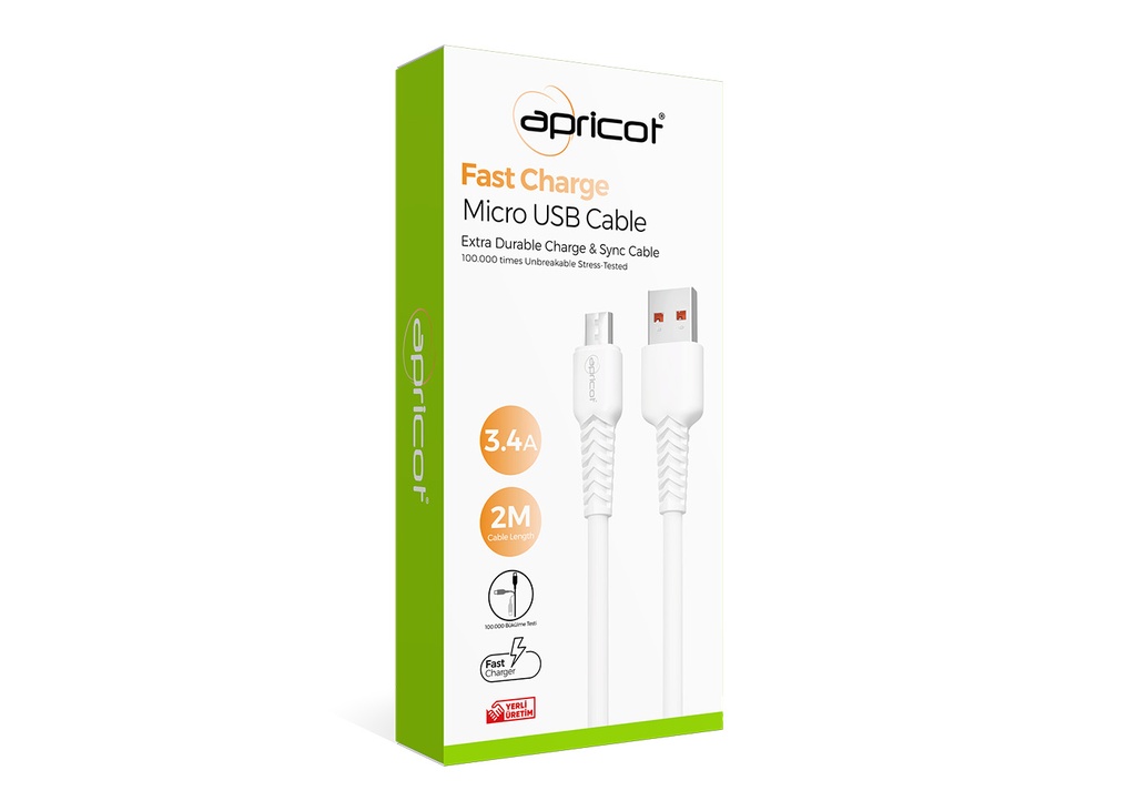 [39103] Apricot APC-A230M Micro USB 2M 2A Şarj + Data Kablosu