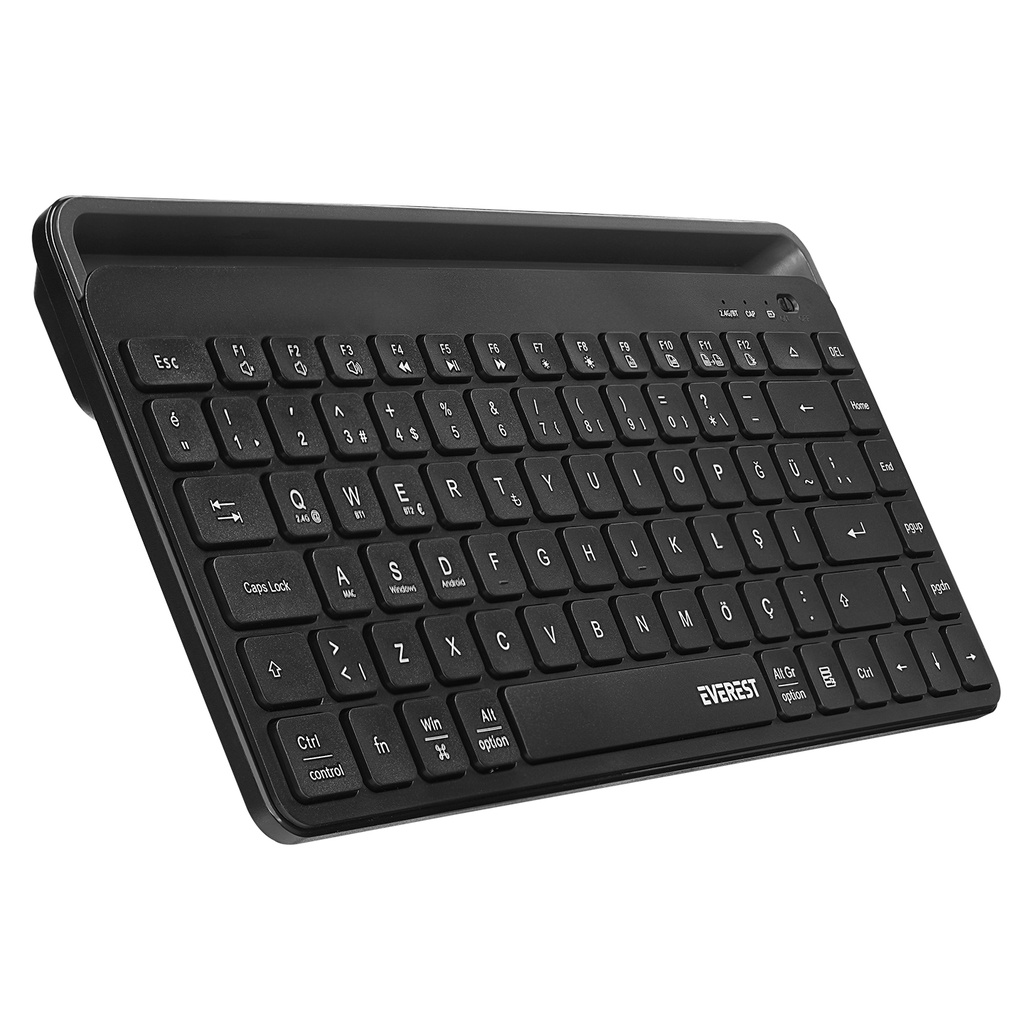 [40494] Everest KB-BT66 Siyah 2.4G+BT1+BT2 üçü bir arada 3 in 1 Q Kablosuz klavye