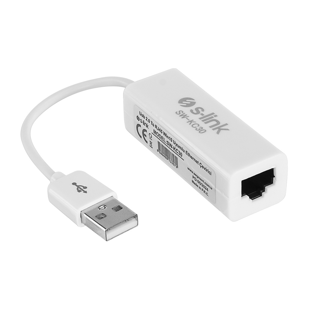 [40499] S-link SW-KC30 Usb 2.0 To RJ45 Win10 Uyumlu Ethernet Çevirici
