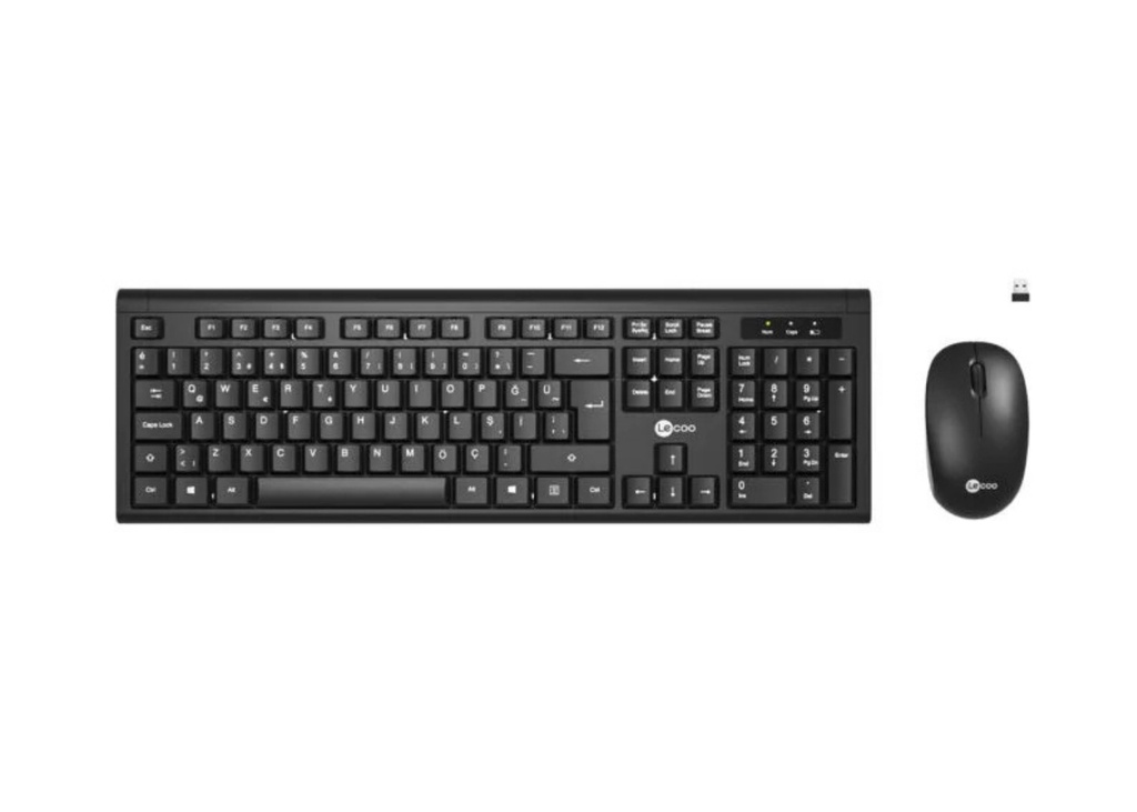 [40844] Lecoo KW200 Kablosuz Türkçe Q Klavye   Mouse Set Siyah