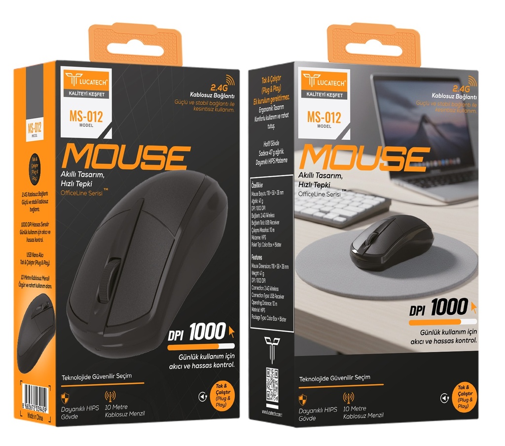 Lucatech MS-012 kablosuz maus DPI 1000