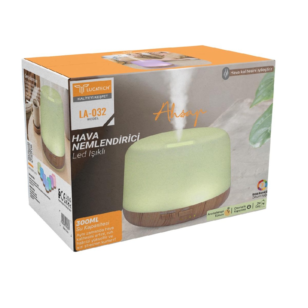 Lucatech LA-032 Ahşap Led Işıklı Hava Nemlendirici