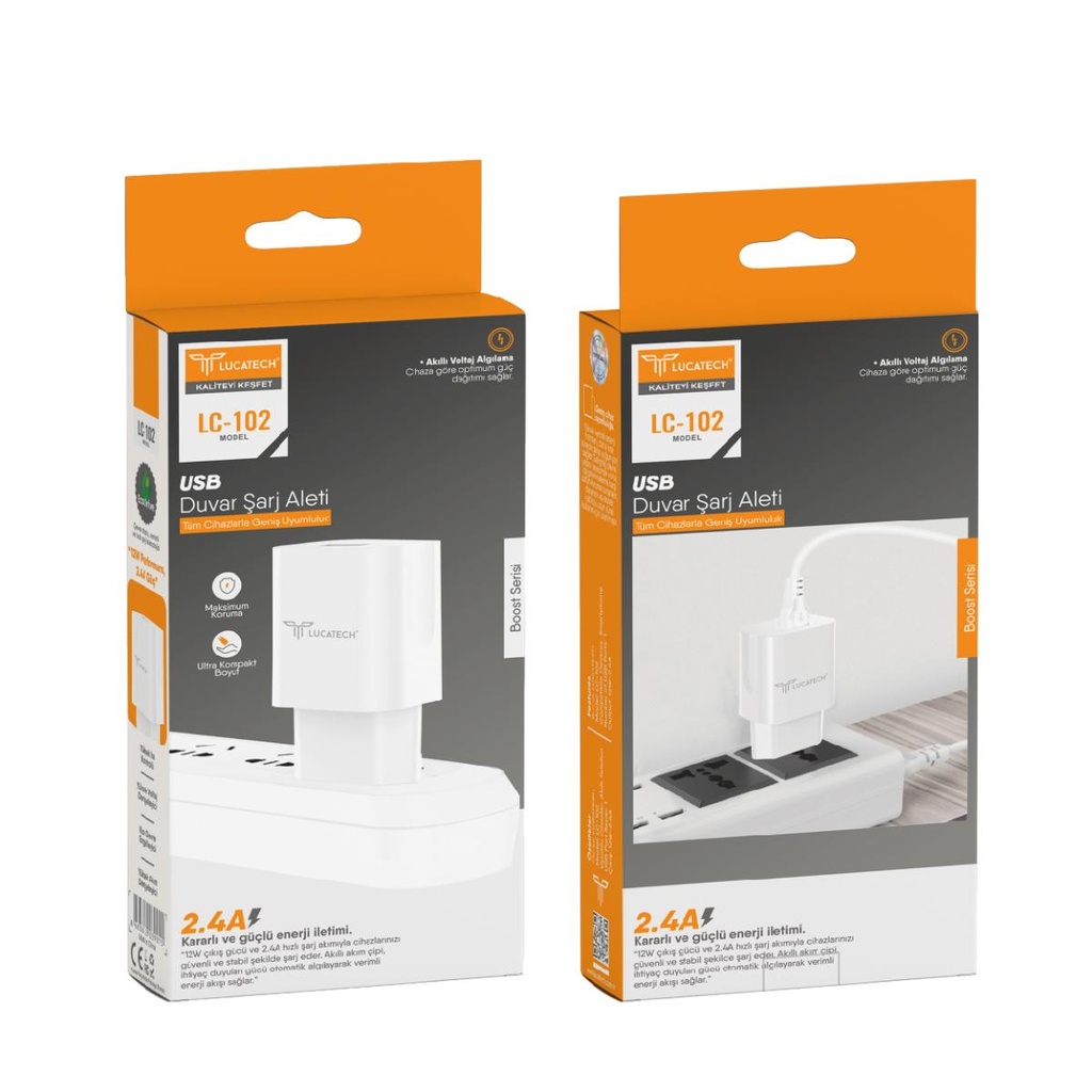 [LC-102] Lucatech LC-102 2.1A, USB Şarj Cihazı Başlığı