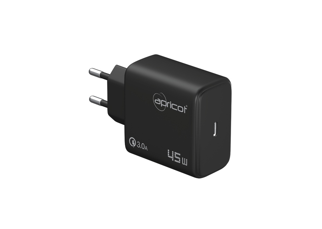 [40213] Apricot  APC-U445/B 45W GaN Siyah  Hızlı Ev Şarj Adaptörü