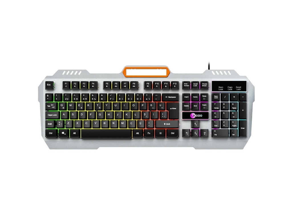 [40264] Lecoo KB123 USB Kablolu Rainbow Efektli Gaming Türkçe Q Siyah Klavye