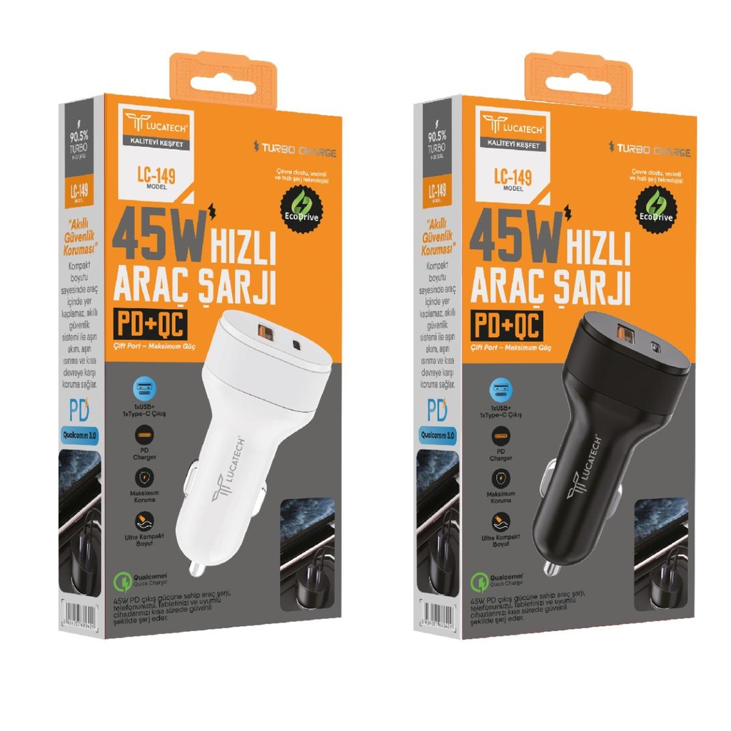 LC-149 | 45W, PD+USB Turbo Araç Şarj Başlığı