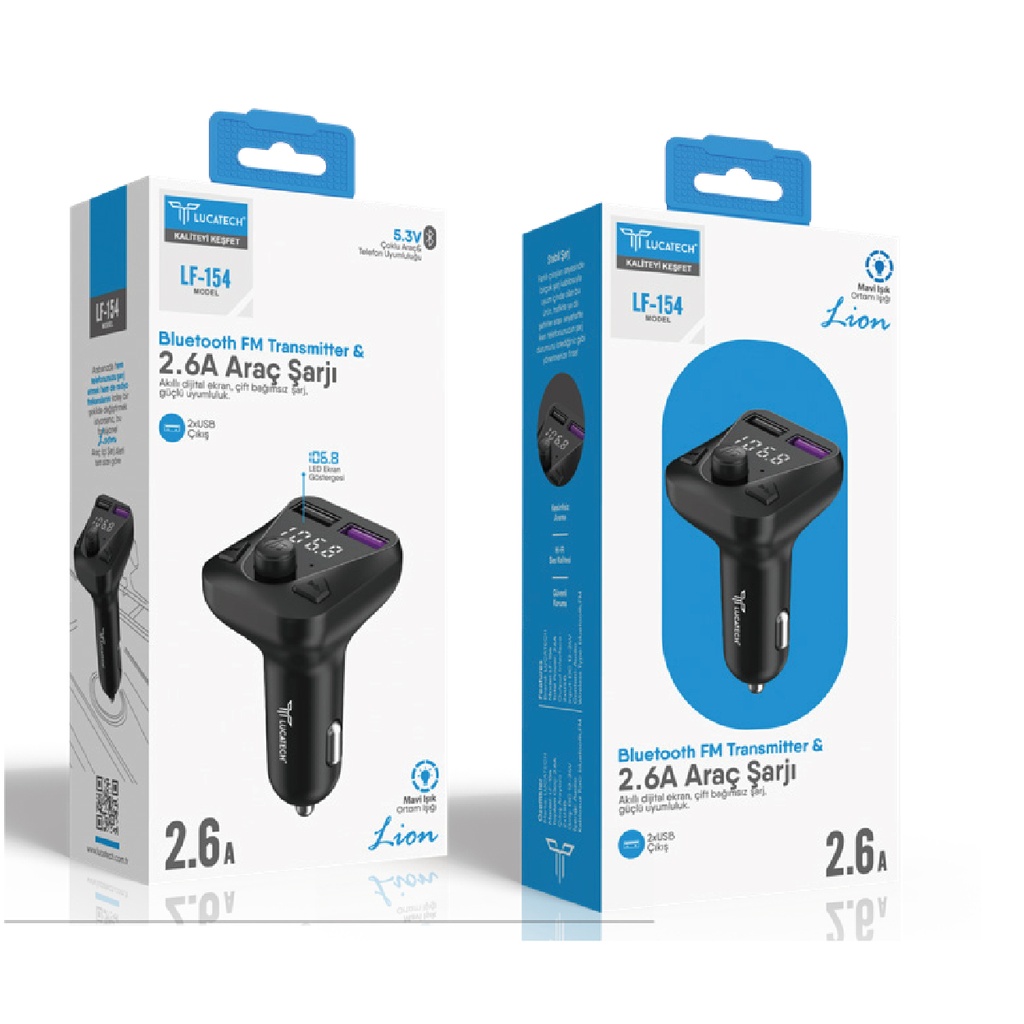LF-154 2.6A 5.4V 2xUSB Çıkış FM Transmitter