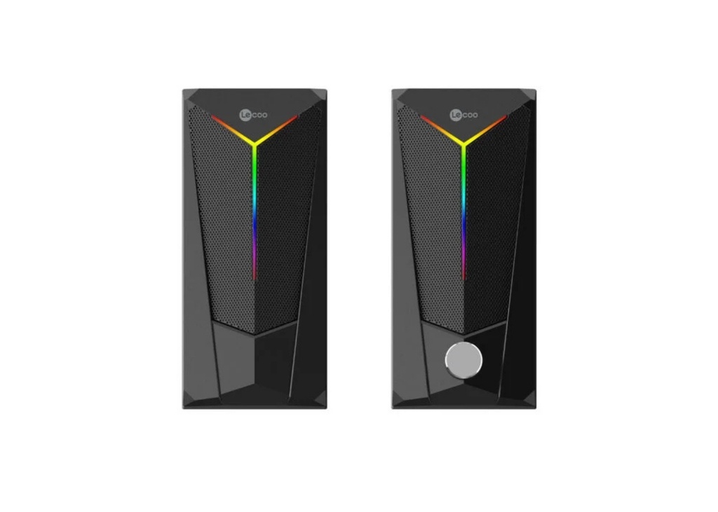 [40270] Lecoo DS104 Kablolu USB + 3.5mm Jack 6W RGB Aydınlatmalı Masaüstü Hoparlör Siyah