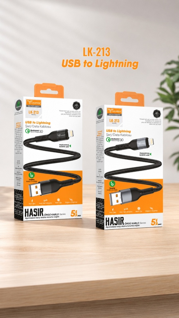 [LK-213] Lucatech LK-213 PD 3A, 120W 1mt İPHONE Şarj Kablosu
